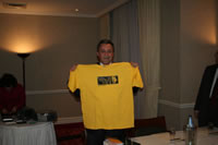 The Montenegrin Ambassador, Nebojsa Kaludjerovic with his Wolfe Pack t-shirt