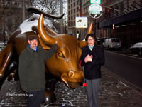 A New Hampshire contingent frolics in lower Manhattan with Wall Street's pet bull.